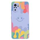 For Xiaomi Redmi Note 10 4G Painted Smiley Face Pattern Liquid Silicone Shockproof Case(Purple) - 1