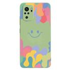 For Xiaomi Redmi Note 10 4G Painted Smiley Face Pattern Liquid Silicone Shockproof Case(Green) - 1