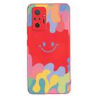 For Xiaomi Redmi Note 10 Pro/10 Pro Max Painted Smiley Face Pattern Liquid Silicone Shockproof Case(Red) - 1