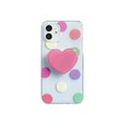 Colorful Dot Pattern TPU Straight Edge Shockproof Case with Heart Holder For iPhone 11(Pink Red) - 1