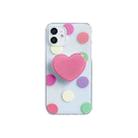 Colorful Dot Pattern TPU Straight Edge Shockproof Case with Heart Holder For iPhone 11 Pro Max(Pink Red) - 1