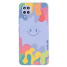 For Samsung Galaxy A12 5G Painted Smiley Face Pattern Liquid Silicone Shockproof Case(Purple) - 1