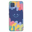 For Samsung Galaxy A42 5G Painted Smiley Face Pattern Liquid Silicone Shockproof Case(Dark Blue) - 1