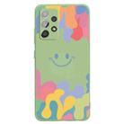 For Samsung Galaxy A52 Painted Smiley Face Pattern Liquid Silicone Shockproof Case(Green) - 1
