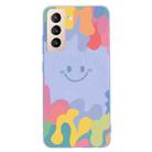 For Samsung Galaxy S21 5G Painted Smiley Face Pattern Liquid Silicone Shockproof Case(Purple) - 1