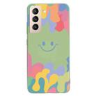 For Samsung Galaxy S21 5G Painted Smiley Face Pattern Liquid Silicone Shockproof Case(Green) - 1