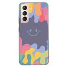 For Samsung Galaxy S21 5G Painted Smiley Face Pattern Liquid Silicone Shockproof Case(Dark Grey) - 1
