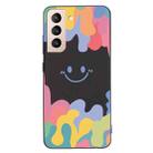 For Samsung Galaxy S21 5G Painted Smiley Face Pattern Liquid Silicone Shockproof Case(Black) - 1