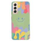 For Samsung Galaxy S21 FE 5G Painted Smiley Face Pattern Liquid Silicone Shockproof Case(Green) - 1
