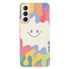 For Samsung Galaxy S21+ 5G Painted Smiley Face Pattern Liquid Silicone Shockproof Case(White) - 1