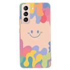 For Samsung Galaxy S21+ 5G Painted Smiley Face Pattern Liquid Silicone Shockproof Case(Pink) - 1