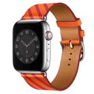 Strip Texture Leather Watch Band For Apple Watch Ultra 49mm / Series 8&7 45mm / SE 2&6&SE&5&4 44mm / 3&2&1 42mm(Orange Rose) - 1