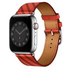 Strip Texture Leather Watch Band For Apple Watch Ultra 49mm / Series 8&7 45mm / SE 2&6&SE&5&4 44mm / 3&2&1 42mm(Red Plum) - 1