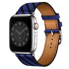 Strip Texture Leather Watch Band For Apple Watch Ultra 49mm / Series 8&7 45mm / SE 2&6&SE&5&4 44mm / 3&2&1 42mm(Blue Black) - 1