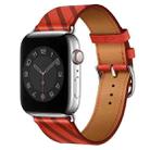 Strip Texture Leather Watch Band For Apple Watch Series 8&7 41mm / SE 2&6&SE&5&4 40mm / 3&2&1 38mm(Red Plum) - 1