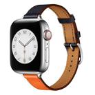 Small Waist Leather Watch Band For Apple Watch Ultra 49mm&Watch Ultra 2 49mm / Series 9&8&7 45mm / SE 3&SE 2&6&SE&5&4 44mm / 3&2&1 42mm(Orange + Indigo) - 1