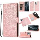 For Xiaomi Mi 11 Skin Feel Embossed Sunflower Horizontal Flip Leather Case with Holder & Card Slots & Wallet & Lanyard(Rose Gold) - 1