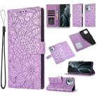 For Xiaomi Mi 11 Skin Feel Embossed Sunflower Horizontal Flip Leather Case with Holder & Card Slots & Wallet & Lanyard(Purple) - 1