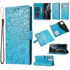 For Xiaomi Mi 11 Skin Feel Embossed Sunflower Horizontal Flip Leather Case with Holder & Card Slots & Wallet & Lanyard(Blue) - 1