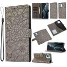 For Xiaomi Mi 11 Skin Feel Embossed Sunflower Horizontal Flip Leather Case with Holder & Card Slots & Wallet & Lanyard(Grey) - 1