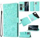 For Xiaomi Mi 11 Skin Feel Embossed Sunflower Horizontal Flip Leather Case with Holder & Card Slots & Wallet & Lanyard(Green) - 1