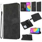 For Xiaomi Mi CC9 Skin Feel Embossed Sunflower Horizontal Flip Leather Case with Holder & Card Slots & Wallet & Lanyard(Black) - 1