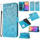 For Xiaomi Redmi 8A Skin Feel Embossed Sunflower Horizontal Flip Leather Case with Holder & Card Slots & Wallet & Lanyard(Blue) - 1