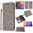 For Xiaomi Redmi 8A Skin Feel Embossed Sunflower Horizontal Flip Leather Case with Holder & Card Slots & Wallet & Lanyard(Grey) - 1