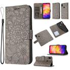 For Xiaomi Redmi Note 7 Skin Feel Embossed Sunflower Horizontal Flip Leather Case with Holder & Card Slots & Wallet & Lanyard(Grey) - 1