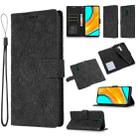 For Xiaomi Redmi 9 Skin Feel Embossed Sunflower Horizontal Flip Leather Case with Holder & Card Slots & Wallet & Lanyard(Black) - 1