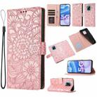 For Xiaomi Redmi 10X 5G Skin Feel Embossed Sunflower Horizontal Flip Leather Case with Holder & Card Slots & Wallet & Lanyard(Rose Gold) - 1