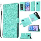 For Xiaomi Redmi 10X 5G Skin Feel Embossed Sunflower Horizontal Flip Leather Case with Holder & Card Slots & Wallet & Lanyard(Green) - 1