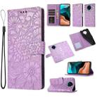 For Xiaomi Redmi K30 Pro Skin Feel Embossed Sunflower Horizontal Flip Leather Case with Holder & Card Slots & Wallet & Lanyard(Purple) - 1