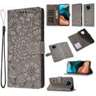 For Xiaomi Redmi K30 Pro Skin Feel Embossed Sunflower Horizontal Flip Leather Case with Holder & Card Slots & Wallet & Lanyard(Grey) - 1