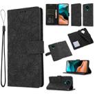 For Xiaomi Redmi K30 Pro Skin Feel Embossed Sunflower Horizontal Flip Leather Case with Holder & Card Slots & Wallet & Lanyard(Black) - 1