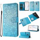 For Xiaomi Redmi K20 Skin Feel Embossed Sunflower Horizontal Flip Leather Case with Holder & Card Slots & Wallet & Lanyard(Blue) - 1