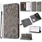 For Xiaomi Redmi K20 Skin Feel Embossed Sunflower Horizontal Flip Leather Case with Holder & Card Slots & Wallet & Lanyard(Grey) - 1
