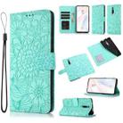 For Xiaomi Redmi K20 Skin Feel Embossed Sunflower Horizontal Flip Leather Case with Holder & Card Slots & Wallet & Lanyard(Green) - 1