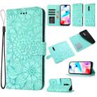 For Xiaomi Redmi 8 Skin Feel Embossed Sunflower Horizontal Flip Leather Case with Holder & Card Slots & Wallet & Lanyard(Green) - 1
