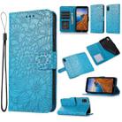 For Xiaomi Redmi 7A Skin Feel Embossed Sunflower Horizontal Flip Leather Case with Holder & Card Slots & Wallet & Lanyard(Blue) - 1