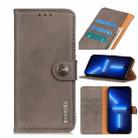 For iPhone 13 Pro KHAZNEH Cowhide Texture Horizontal Flip Leather Case with Holder & Card Slots & Wallet (Khaki) - 1