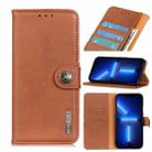 For iPhone 13 Pro Max KHAZNEH Cowhide Texture Horizontal Flip Leather Case with Holder & Card Slots & Wallet (Brown) - 1