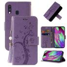 For Samsung Galaxy A10s Embossed Lucky Tree Horizontal Flip Leather Case with Holder & Card Slot & Wallet & Lanyard(Purple) - 1
