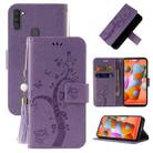 For Samsung Galaxy A11 Embossed Lucky Tree Horizontal Flip Leather Case with Holder & Card Slot & Wallet & Lanyard(Purple) - 1