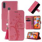 For Samsung Galaxy A11 Embossed Lucky Tree Horizontal Flip Leather Case with Holder & Card Slot & Wallet & Lanyard(Pink) - 1
