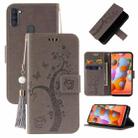 For Samsung Galaxy A11 Embossed Lucky Tree Horizontal Flip Leather Case with Holder & Card Slot & Wallet & Lanyard(Grey) - 1