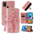 For Samsung Galaxy A21s Embossed Lucky Tree Horizontal Flip Leather Case with Holder & Card Slot & Wallet & Lanyard(Rose Gold) - 1