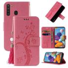 For Samsung Galaxy A21 EU Version Embossed Lucky Tree Horizontal Flip Leather Case with Holder & Card Slot & Wallet & Lanyard(Pink) - 1