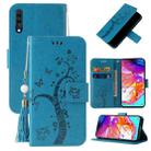 For Samsung Galaxy A50 Embossed Lucky Tree Horizontal Flip Leather Case with Holder & Card Slot & Wallet & Lanyard(Blue) - 1