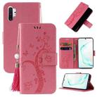 For Samsung Galaxy Note10+ Embossed Lucky Tree Horizontal Flip Leather Case with Holder & Card Slot & Wallet & Lanyard(Pink) - 1